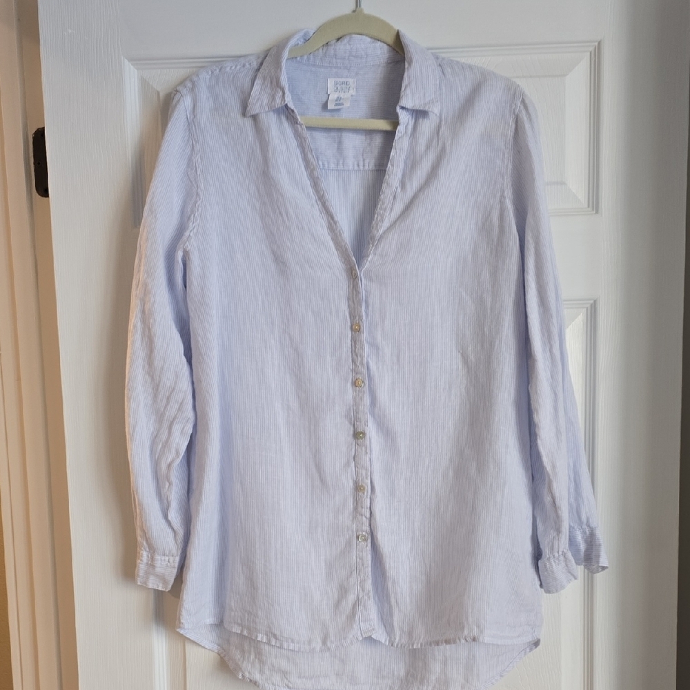 Sigrid Olsen Light Blue Linen Shirt